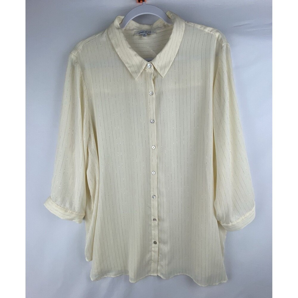 Rose & Olive Cream Button-Down Blouse